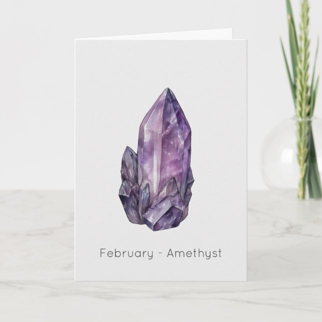 Tarjeta Febrero Birthstone Amethyst Happy Birthday Card (Anverso)