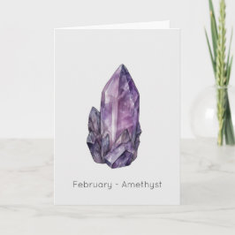 Tarjeta Febrero Birthstone Amethyst Happy Birthday Card
