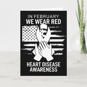 Tarjeta febrero nos ponemos rojos bandera americana enferm