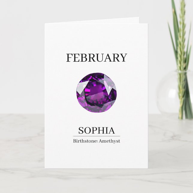Tarjeta February Amethyst Personalized Birthday (Anverso)