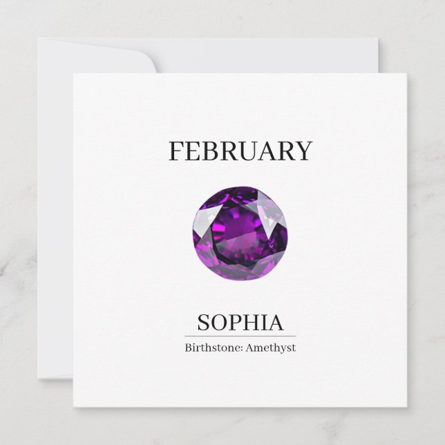 Tarjeta February Amethyst Personalized Birthday (Anverso)