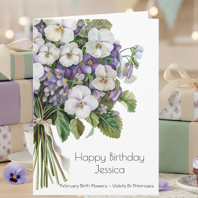 Tarjeta February Birth Flower Birthday Card | Violets (Subido por el creador)