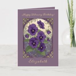 Tarjeta February Birth Flower Viola Flowers Art Nouveau St