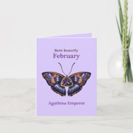 Tarjeta February Purple Agathina Emperor Butterfly Art