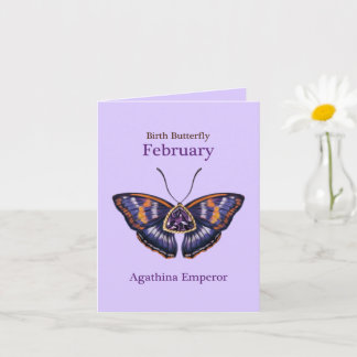 Tarjeta February Purple Agathina Emperor Butterfly Art
