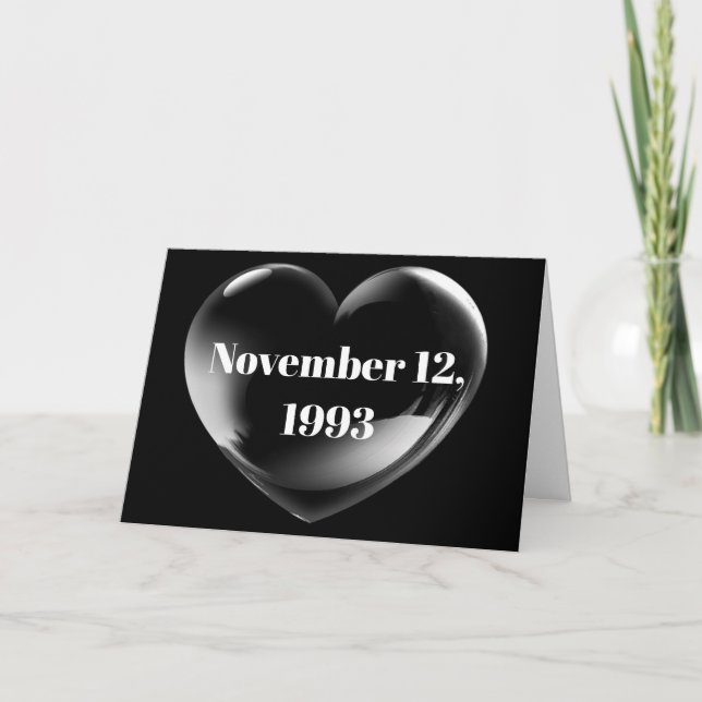 Tarjeta Fecha boda en el corazón de la burbuja (Anverso)