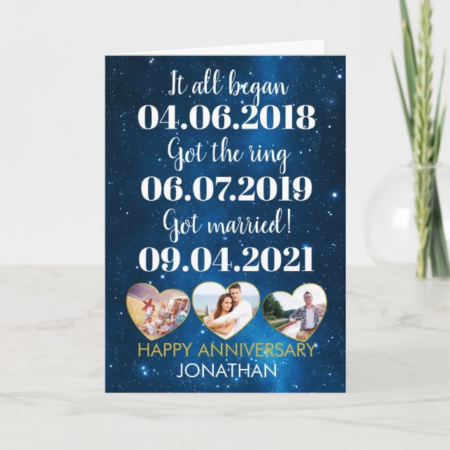 Tarjeta Fechas románticas personalizadas del aniversario (Anverso)