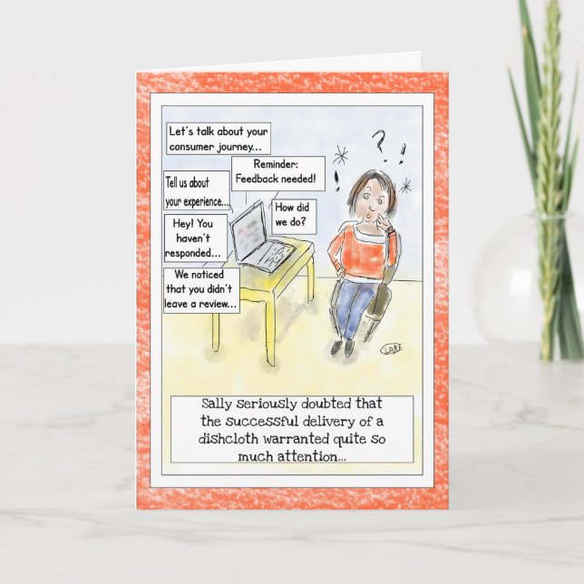Tarjeta "Feedback Overload" Funny Cartoon Birthday Card  (Anverso)