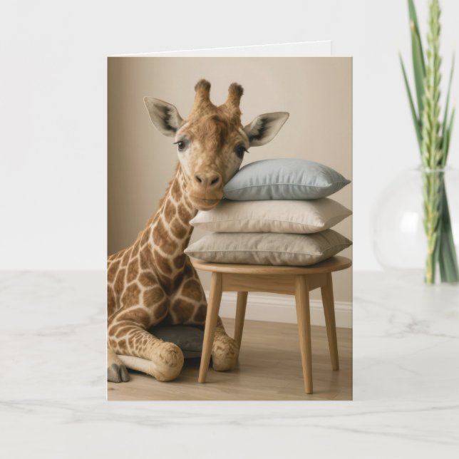 Tarjeta Feel Better Tired Giraffe (Anverso)