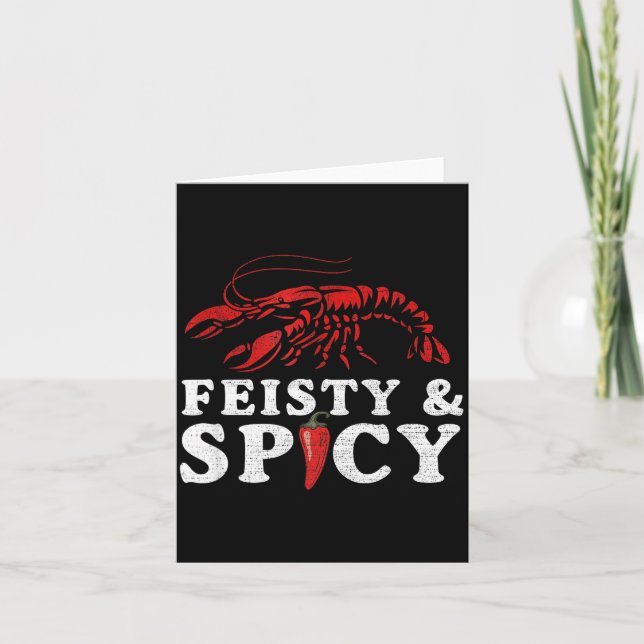 Tarjeta Feisty And Scy Funny Crawfish Boil Cute Mardi Gras (Anverso)