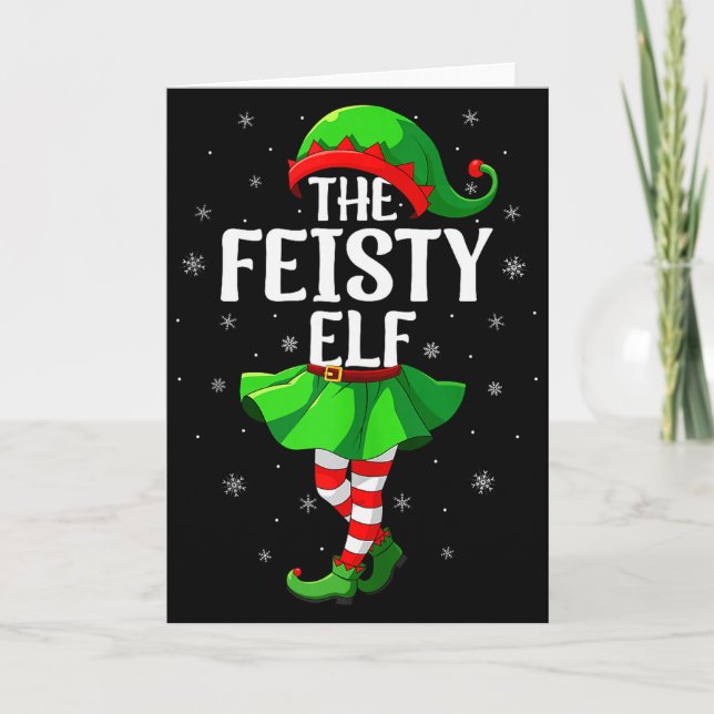 Tarjeta Feisty Elf Christmas Girls Women Elf Squad Xmas Fa (Anverso)
