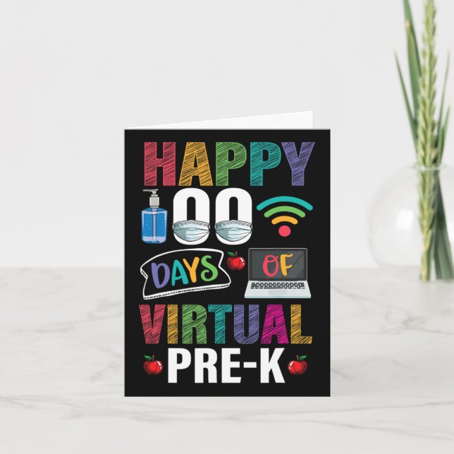 Tarjeta Felices 100 días del profesor virtual pre-k (Anverso)