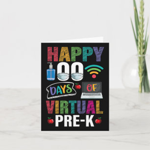 Tarjeta Felices 100 días del profesor virtual pre-k