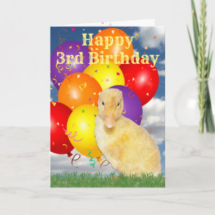 Tarjeta Felices 3.ᵉʳ Ducklings Coloridos Globos