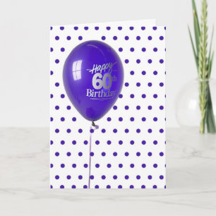 Tarjeta Felices 60 años, globo morado y puntos