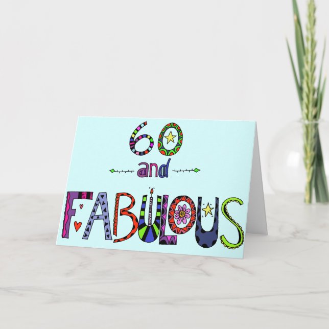 Tarjeta Felices 60 años - Globos de cumpleaños (Anverso)