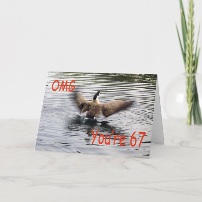 Tarjeta Felices 67 años Flapping de ganso (Anverso)