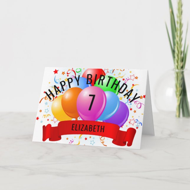 Tarjeta Felices 7 Años Personalizados (Anverso)