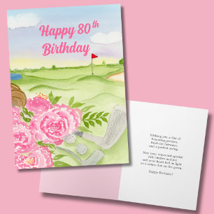 Tarjeta Felices 80 cumpleaños en el campo de golf