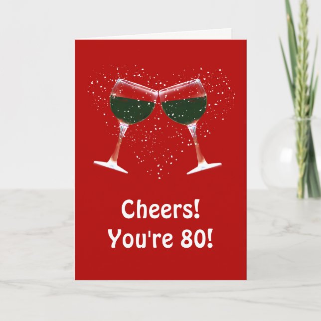 Tarjeta Felices 80 cumpleaños, vientos y vientos (Anverso)