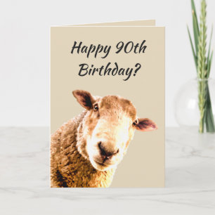 Tarjeta Felices 90 años Humor animal ovino gracioso