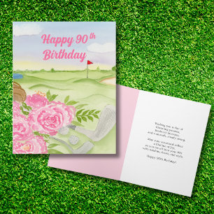 Tarjeta Felices 90 cumpleaños en el campo de golf