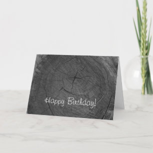 Tarjeta Felices Anillos de árbol blanco y negro de cumplea