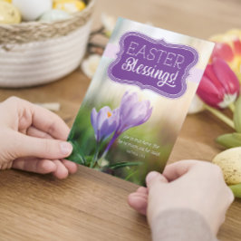 Tarjeta Felices bendiciones de Pascua con lirios y versos 