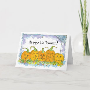 Tarjeta Felices Calabazas Jack-O-Lantern de Halloween
