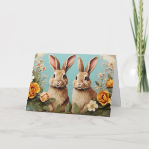Tarjeta Felices conejitas de Pascua