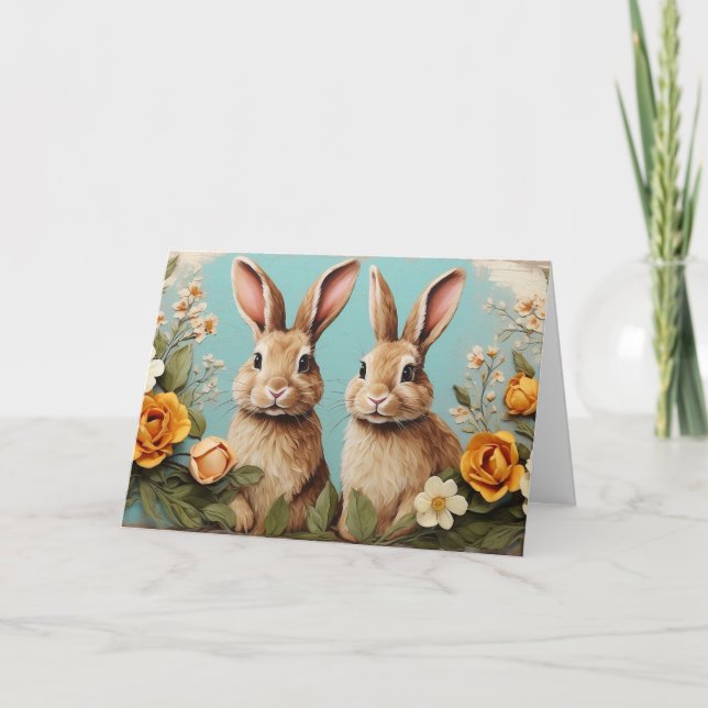 Tarjeta Felices conejitas de Pascua (Anverso)
