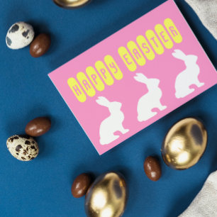 Tarjeta Felices conejitos blancos de Pascua