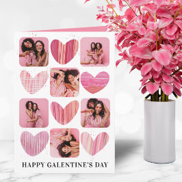Tarjeta Felices Corazones y Foto Rosa Galentine