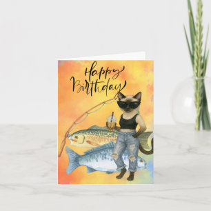 Tarjeta Felices cumpleaños de los amantes de la pesca de g