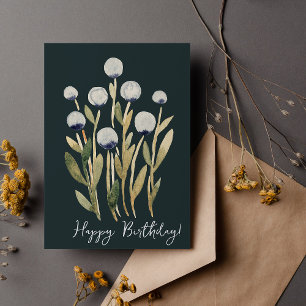 Tarjeta Felices cumpleaños mínimo de flores de color retro