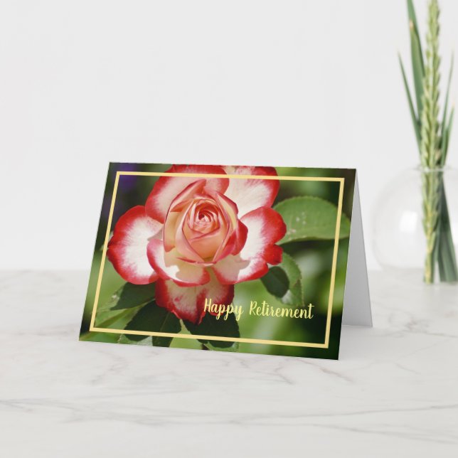 Tarjeta Felices Deseos de Jubilación Rosa Blanca Rojo Eleg (Anverso)