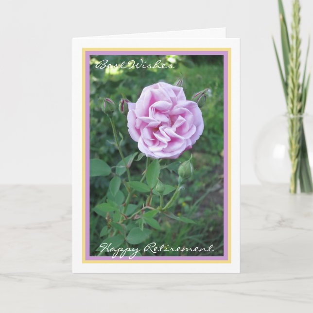 Tarjeta Felices Deseos de Jubilación Rosa Púrpura Elegante (Anverso)