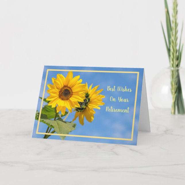 Tarjeta Felices Deseos de Jubilación Sunflowers Elegante (Anverso)