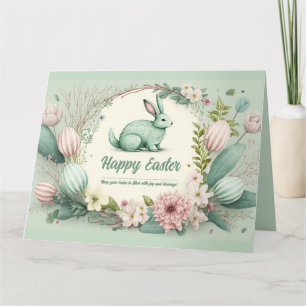Tarjeta Felices deseos de Pascua ilustracion acuarela