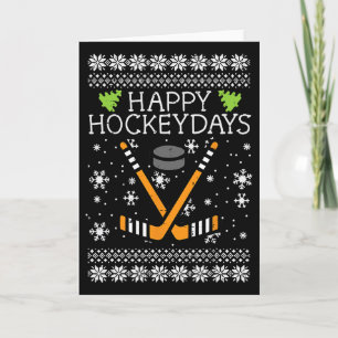 Tarjeta Felices días de hockey Navidad fea Xmas hockey hom