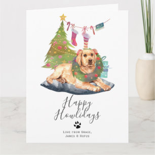 Tarjeta Felices días festivos perro Labrador Amarillo Navi