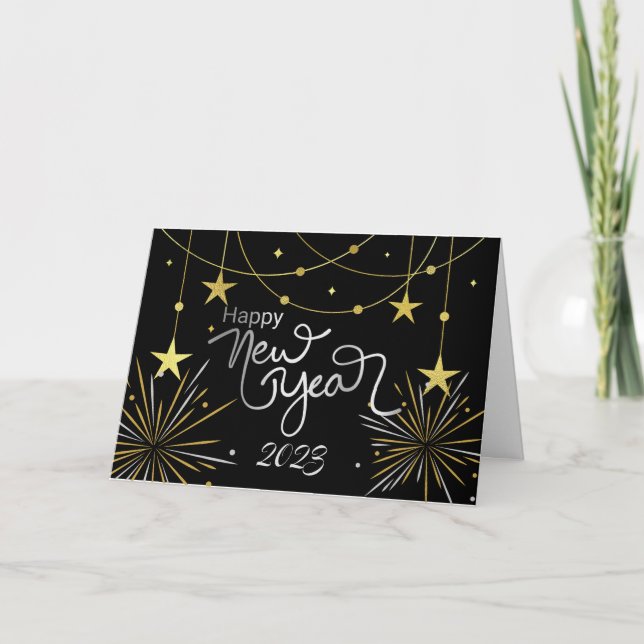 Tarjeta Felices Estrellas del Año Personalizado de Año Nue (Anverso)