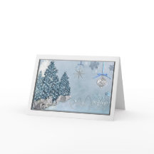 Felices Fiestas Árboles Azules Elegante Navidad