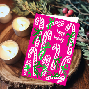 Tarjeta Felices Fiestas Candycanes Dulces Navidades Cute