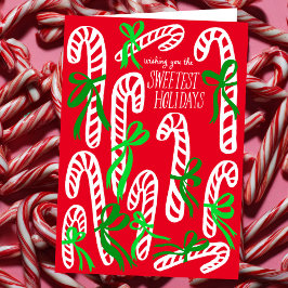 Tarjeta Felices Fiestas Candycanes Dulces Navidades Cute