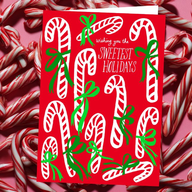 Tarjeta Felices Fiestas Candycanes Dulces Navidades Cute (Happy Holidays Candycanes Sweet Cute Christmas Card
)