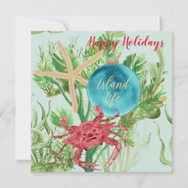 Tarjeta Felices Fiestas Cangrejo Rojo Plaza Costera Saludo