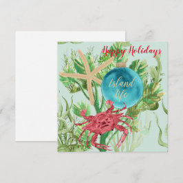 Tarjeta Felices Fiestas Cangrejo Rojo Plaza Costera Saludo