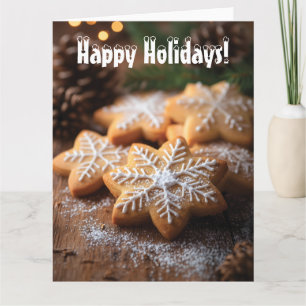 Tarjeta Felices Fiestas con Galletas en Forma de Copo de N