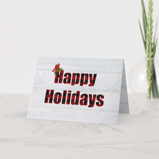 Tarjeta Felices fiestas de búfalo y cardenal (Anverso)